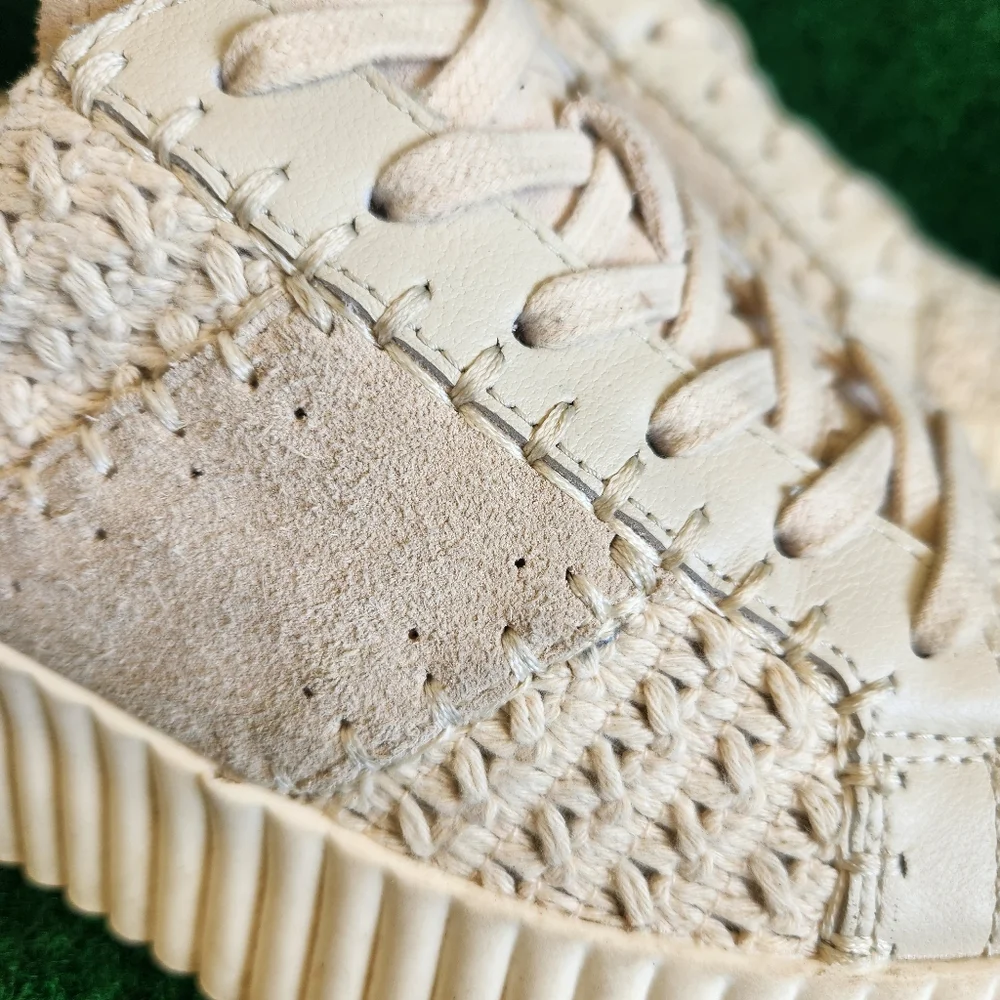 Dolce Vita Dolen Crochet & Leather Platform Sneakers Size 9 Ivory